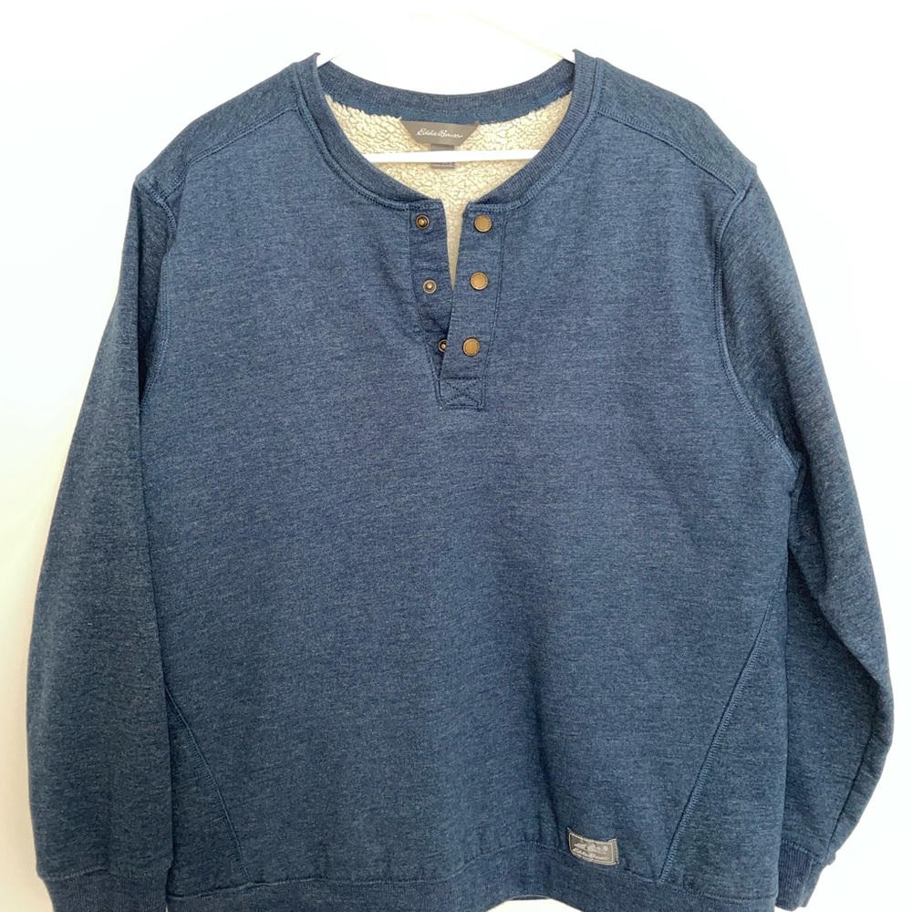 Eddie Bauer Blue Fleece-Lined Henley